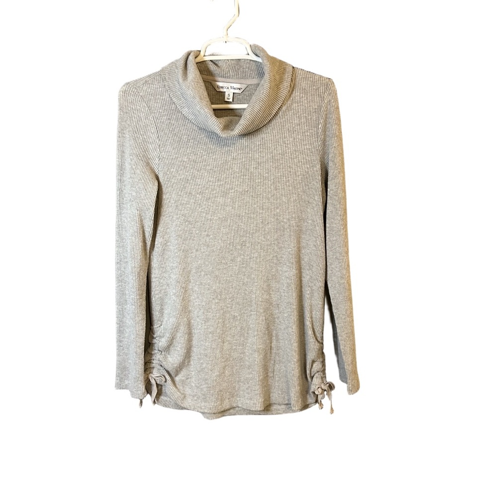 Rebecca Malone Gray Cowl Neck Sweater Soft Cozy Knit Small Giftable Winter Style - Picture 8 of 8